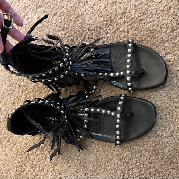 YSL saint Laurent studded leather fringe sandal size 37 - Picture 2 of 7